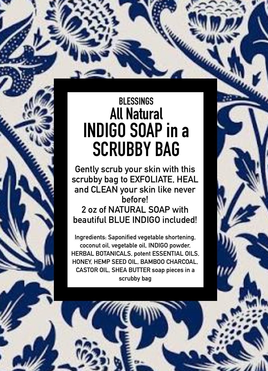 Indigo Soap in a Scrubby Bag