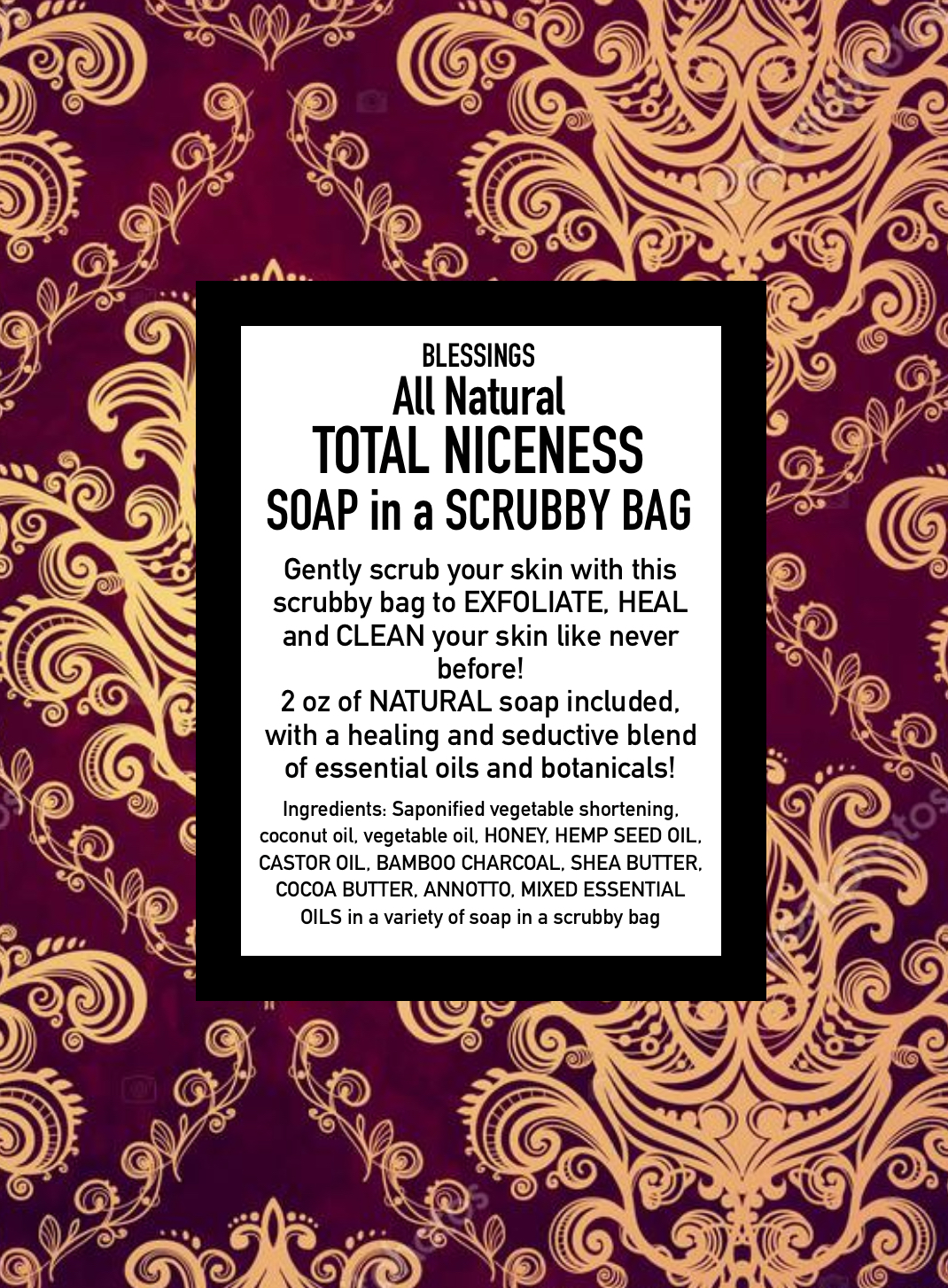 Total Niceness Soap in a Scrubby Bag
