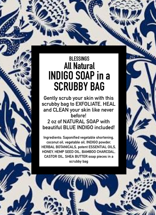 Indigo Soap in a Scrubby Bag